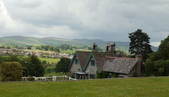 View over holiday cottages towards Rothbury